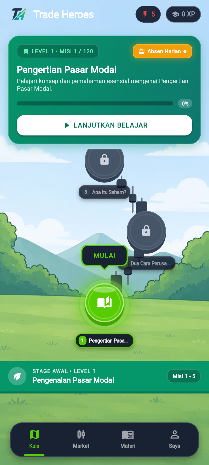 Tampilan Kuis Trade Heroes